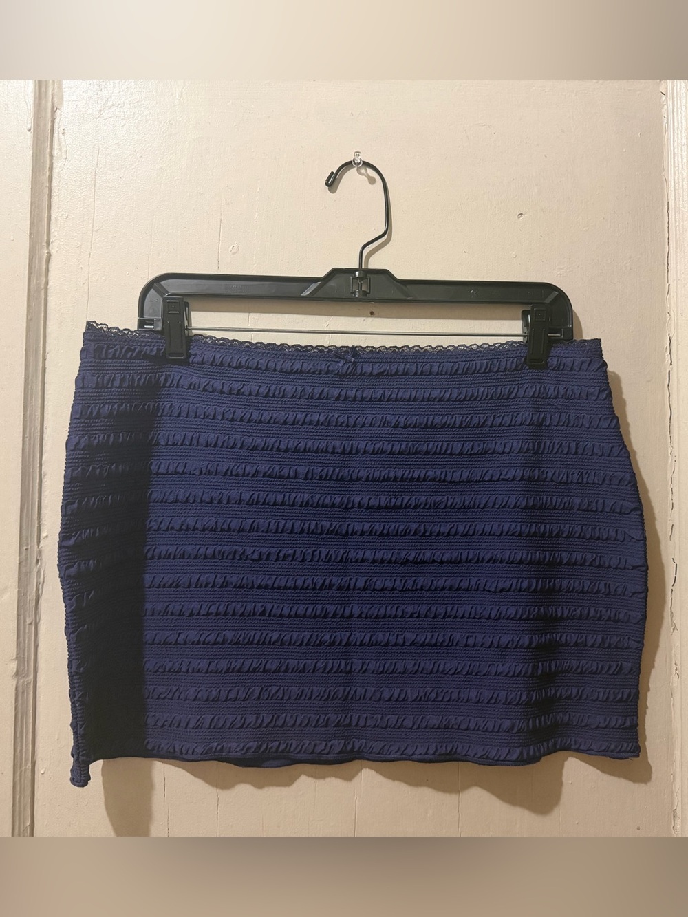 Textured Navy Mini Skirt - Unbranded